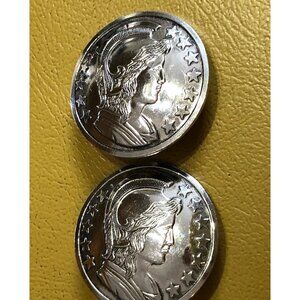 Vintage Clip Earrings Whiting & Davis Greek Roman Trojan Warrior Coin Silver